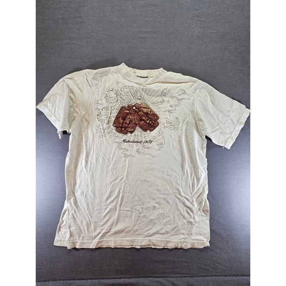 Avirex Other - Avirex Mens Graphic T-Shirt Cream Dog Tag Velvet Applique Established 1975 Large